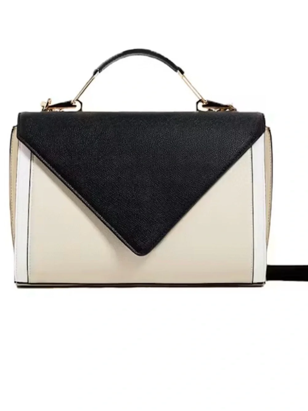 Zara Classic Top-Handle Satchel - Black & Cream (missing crossbody strap)